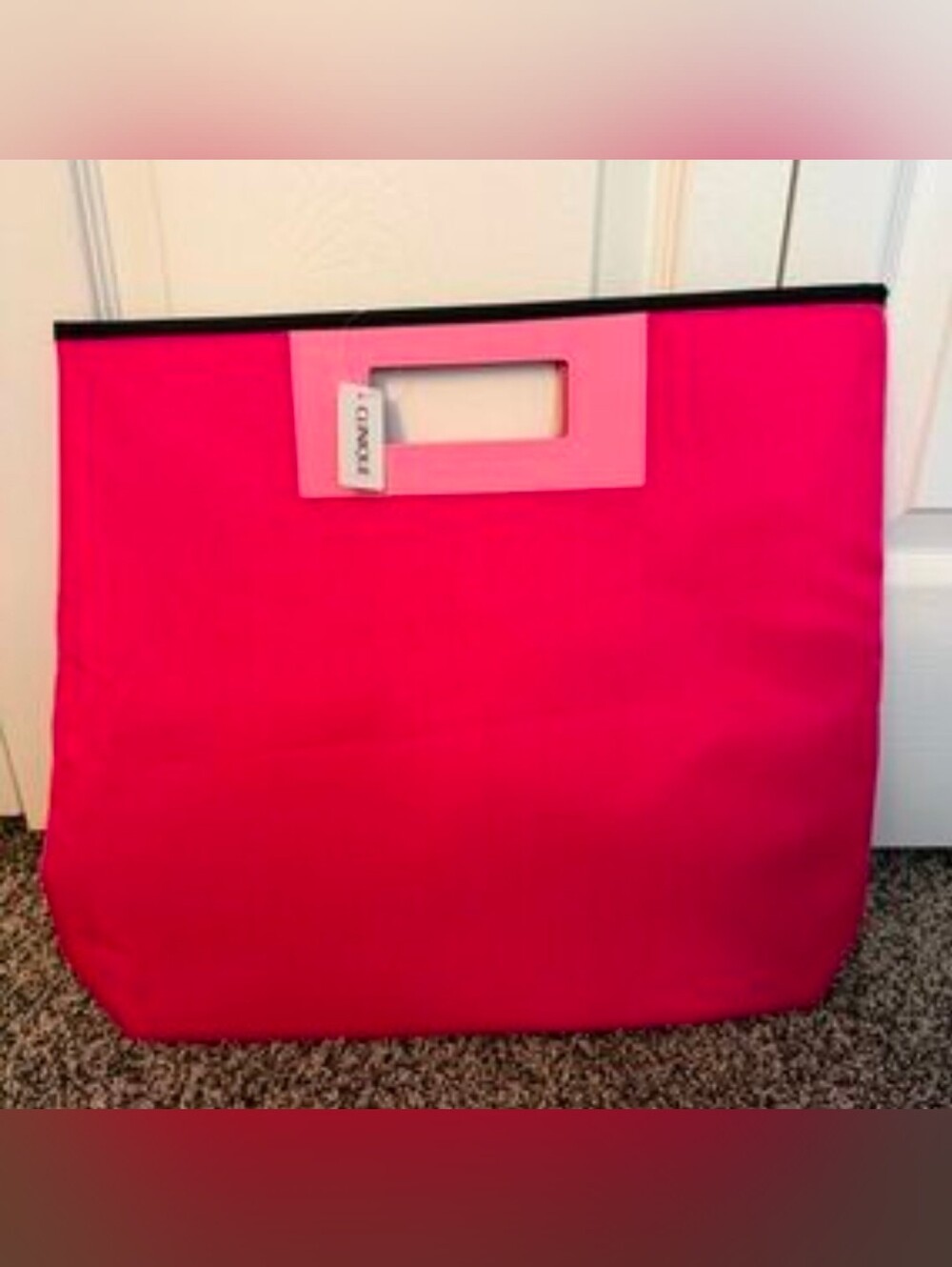 Clinique Limited Edition Hot Pink Shopper Large Tote Bag Purse • Cut Out Handles
